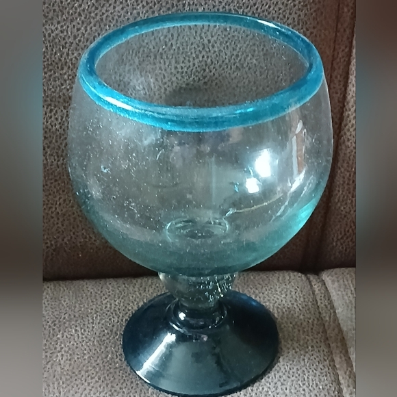 Blue Handblown Glass Goblet - Picture 8 of 8